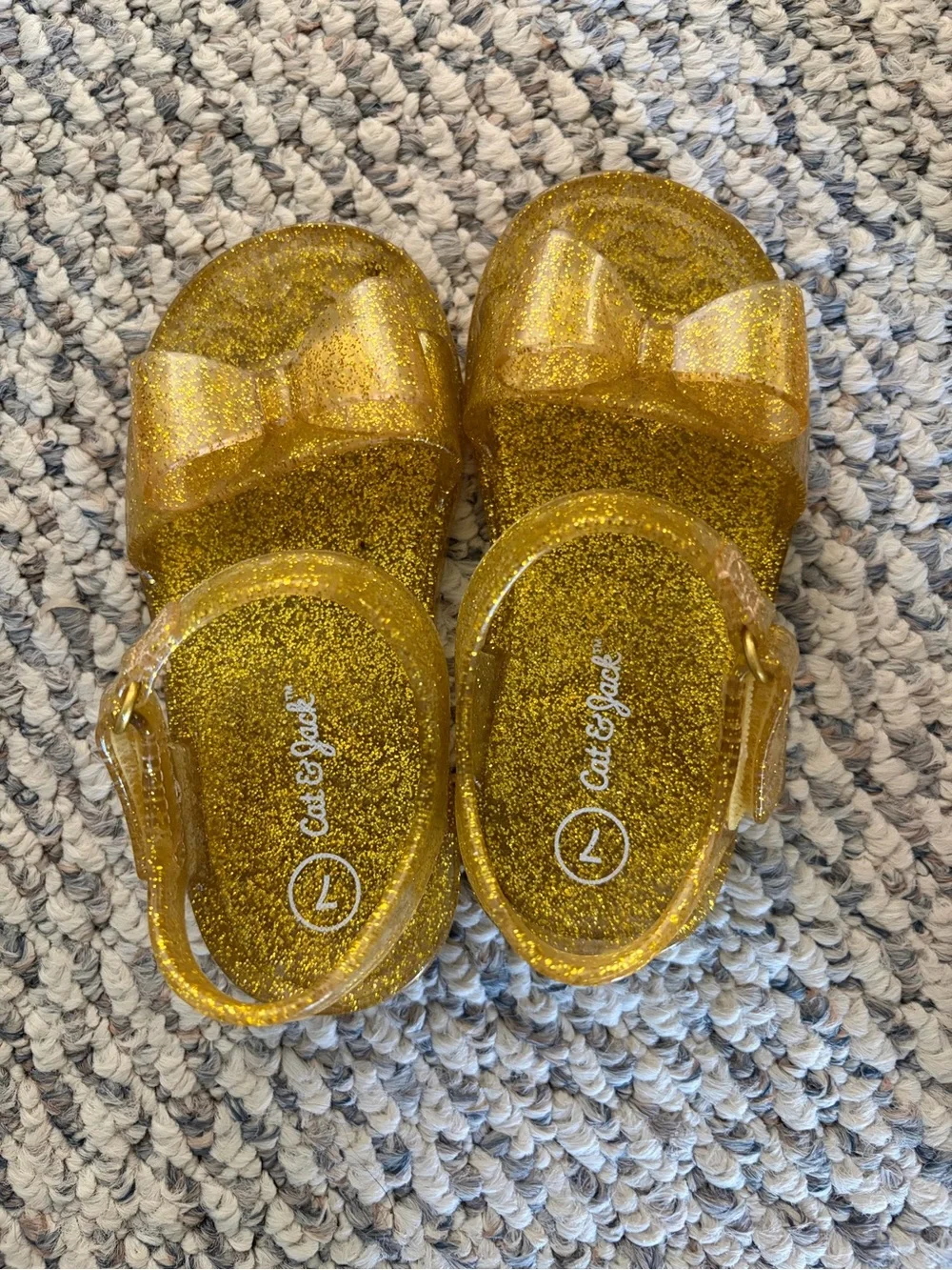 Cat & Jack Glitter Gold Toddler Sandals with Bow Accent